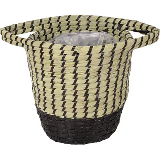 Pflanzkorb Seegras Ø 22 cm x 25 cm Natur-Schwarz