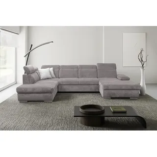 Wohnlandschaft WERK2 "Cordoba inkl. Bett, Bettkasten & Kopfteilfunktion, Breite 359 cm", braun, B:359cm H:86cm T:232cm, 100% Polyester, Sofas, Wohnlandschaft, bequem, komfortable Wellenunterfederung, inkl. Schlaffunktion, U-Form