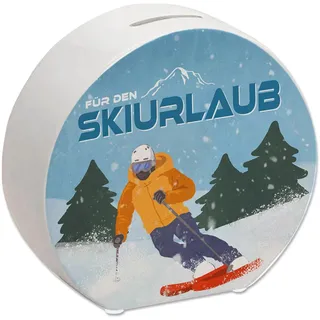 Für den Skiurlaub Spardose mit coolem Skifahrer Sparbüchse Winter Urlaub Kasse Abenteuer Skiurlaub Wintersport Winter Urlaub Kasse Abenteuer Ferien Reise Schnee