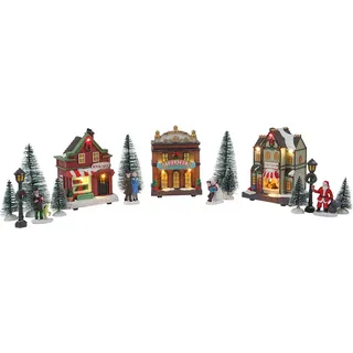 Weihnachtsdorf mit LED Licht - 17 teilig