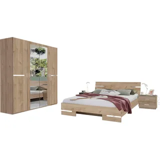 Komplettschlafzimmer WIMEX "Anna", braun (artisan eiche nachbildng, absetzung chrom), B/H: 180cm x 200cm, Holzwerkstoff, Schlafzimmermöbel-Sets, Komplettschlafzimmer, Spar Set