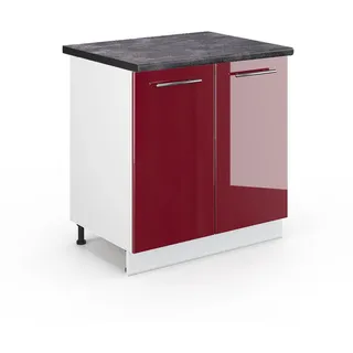 Vicco Spülenschrank Fame-Line 80 x 82 x 60 cm Bordeaux Hochglanz