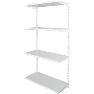 Biedrax Wandregal - Grundregal 20 x 80 x 150 cm, Farbe weiss - 4 Fachboden grau