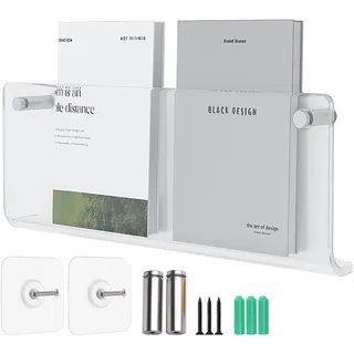 Hrokz Zeitungsständer Wand Acryl - 40cm/60cm/80cm/100cm Zeitungshalter Wand Ohne Bohren - Zeitschriftenständer Transparent Modern