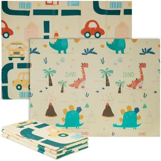 Relaxdays Spielmatte , Creme , Textil , Rechteckig , 200x150 cm , beidseitig verwendbar , Teppiche und Böden, Teppiche, Kinderteppiche