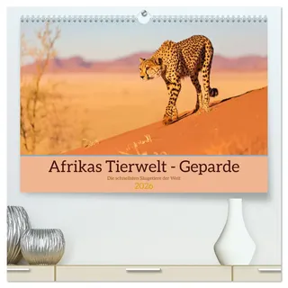 Afrikas Tierwelt - Geparde (hochwertiger Premium Wandkalender 2026 DIN A2 quer), Kunstdruck in Hochglanz: Geparde - tierische Begegnungen mit den Meisterwerken der Evolution