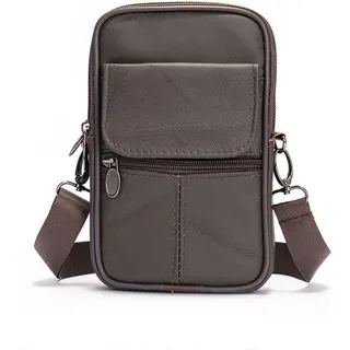 INF Umhängetasche aus echtem Leder für Herren Kaffee - Braun