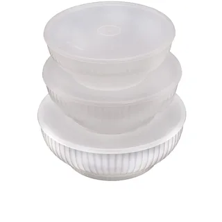 Lacatrade Set AUS 3 SALATSCHÜSSELN MIT Deckel 20/22/24, Plastik, Transparent, 24 x 24 x 10 cm