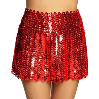 Boland - Rock mit Pailletten, Größe M/L, dehnbarer Gummibund, Minirock für Disco, Kostüm, Karneval und Mottoparty