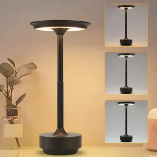 ZMH Tischlampe Kabellos Nachttischlampe Akku LED Tischleuchte Touch Dimmbar Lampe mit USB Aufladbar Schwarz Batterie Tischlampen für Modern Fensterbank Wohnzimmer Kinderzimmer Schlafzimmer - Schwarz, Gold