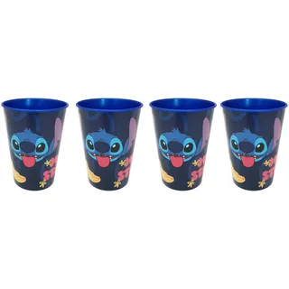 Theonoi 4er Set Kinderbecher Lilo & Stitch (260ml) – BPA-freie Kunststoff Trinkbecher stapelbar – Ideal als Mitgebsel für Kindergeburtstag, Gastgeschenk & Camping Geschirr