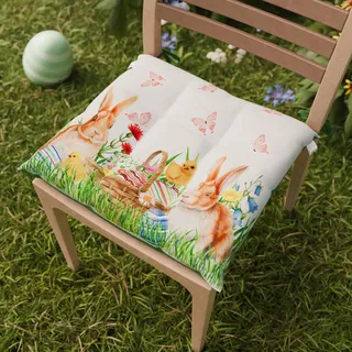 PETTI Artigiani Italiani - Sitzkissen für Küchenstuhl, Ostern, Set mit 6 Kissen für Stühle, Küche, aus Mikrofaser mit Digitaldruck und Bändern, 100% Made in Italy