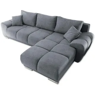 ed exciting design Ecksofa ANTON mit Bettfunktion, Bettkasten Rücken- und Zierkissen, grau