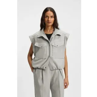 BOSS für Damen. 50547683 Ärmelloser Blazer aus grauem Flanell (36), Lässig, Polyester