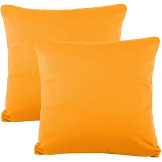 CelinaTex BeNature Kissenbezug Doppelpack 80 x 80 cm orange Baumwolle Kopfkissen Bezug Jersey
