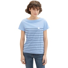 Bild Damen T-Shirt mit Streifen, 34587 - Light Fjord Blue, XL