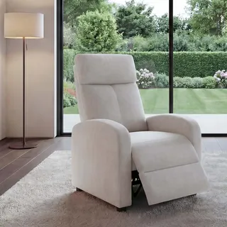 Fernsehsessel HWC-F76, Relaxsessel Sessel Liegesessel, Liegefunktion verstellbar Stoff/Textil creme - Beige