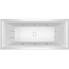 RIHO Still Square Rechteck-Badewanne, Version rechts, mit Flow-System, Einbau, mit Ab-/Überlaufgarnitur, 2-Sitzer, weiß, B, Ausführung: 180x80x50cm, ohne Kopfkissen/Licht