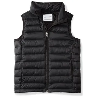 Amazon Essentials Jungen Leichte, Wasserabweisende, Verstaubare Daunenweste Mit Kapuze, Schwarz, 8 Jahre