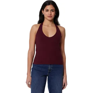 Amazon Essentials Damen Geripptes Halter-Neckholder-Top aus Baumwolle, Dunkles Burgunderrot, XXL