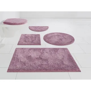 my home Badematte »Jos«, rutschhemmend beschichtet, fußbodenheizungsgeeignet-schnell trocknend, Badematten in Pastell-Farben, Badteppich als 3 teiliges Set erhältlich my home purple rund (Ø 75 cm)