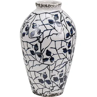 Beliani Blumenvase Steinzeug weiß Mallia