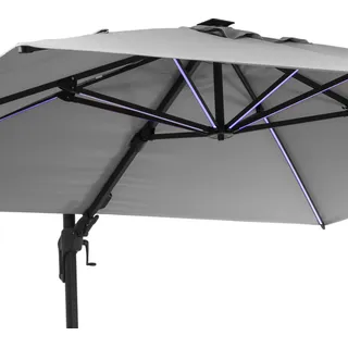 Blumfeldt Sonnenschirm für Balkon, Sonnenschirm mit Solarpanel & LED Beleuchtung, Wasserdicht & UV-Schutz, Balkon Sonnenschirm für Terrasse, Balkon & Garten, Verstellbarer Balkon Schirm, Sonnenschutz - Schwarz