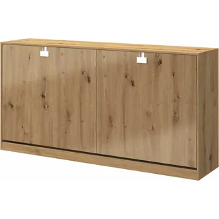 Kaiser Möbel Schrankbett 90x200 Horizontal Wandklappbett INDEX Eiche mit Matratze H2/H3 - Braun