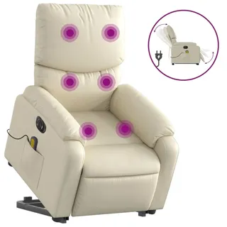 Massagesessel mit Aufstehhilfe Elektrisch Creme Kunstleder - Creme