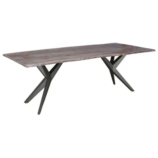 MASSIVMOEBEL24.DE Baumtisch Akazie 180x90x76 grau lackiert Beine anthrazit glänzend FREEFORM 4 #36 - Grau