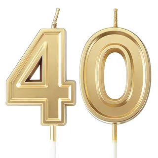 URAQT Geburtstagskerzen Zahlen 40, Weihnachtskerzen, Grüne Kerze zum 40. Geburtstag,Gold Glitzer Geburtstagskerzen,3D Zahl 40 für Kuchen Für Dekorative Geburtstagstorte Hochzeitsparty Abschlussfeier