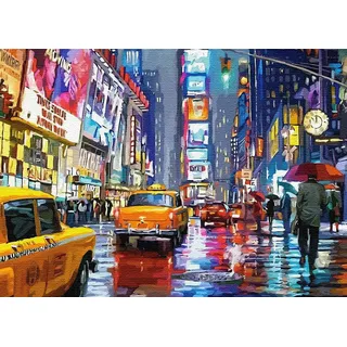 Artnapi Malen nach Zahlen Erwachsene mit Rahmen | DIY Handgemalt | Nacht in New York | Kit für Anfänger und Erwachsene | Set inklusive Acrylfarben & Pinsel | 40x50cm Leinwand | Ideal als Geschenk