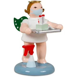 Holzfigur Engel mit Testset und Heiligenschein bunt Höhe 6cm NEU Holzengel Bote