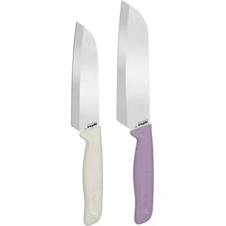 Zyliss Classic 2er Santoku Messer Set, Scharfes Küchenmesser Set | Japanisches Messer, Rostfreier Edelstahl, Ergonomischer Softgriff, Klingenschutz, Inkl. Fingerschutz, Spülmaschinenfest