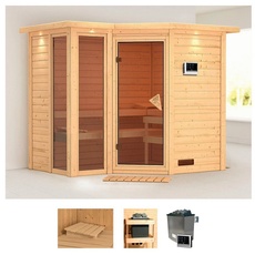 Bild von Sauna »Amada«, (Set), 9-kW-Ofen mit externer Steuerung beige