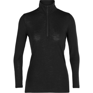 Icebreaker Damen 100% Merino Wolle Everyday Langarmshirt mit halben Reißverschluss - 175 Ultraleichtes Material - Schwarz, XS