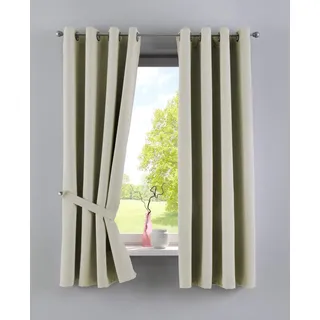 Gardinenbox Vorhänge Blickdicht »Newyork« Beige HxB 160x140 cm 2er-Pack Thermo-Gardinen Verdunkelungsvorhang Blackout Ösen schalldämmend ÖKOTEX UV-Schutz Raffhalter, 201920600-2