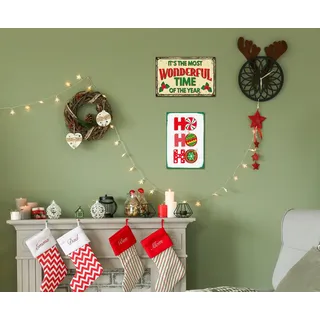 Metallbild OTTO HOME "Christmas Weihnachten Stahlschilder Blechschilder 2er-Set", bunt (farbe bild(er): grün, rot), B:20cm H:30cm, Blech, Bilder, Metallbild, 20x30x0,1cm - mit Lochbohrung