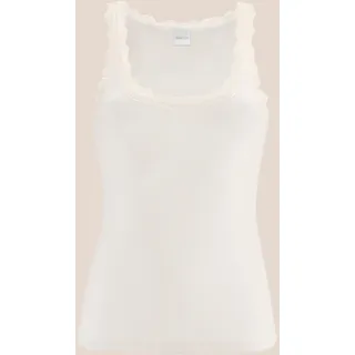 Trägertop MADELEINE "Spitzentop Ärmelloses Sommer-Top mit edler Spitze", Damen, Gr. 34, beige (cappuccino), Obermaterial: 46% Baumwolle CO. 46% Modal CMD. 8% Elasthan EL., Modern, normal, Tops Trägertop, Spitzenborte am Ausschnitt und Armabschluß