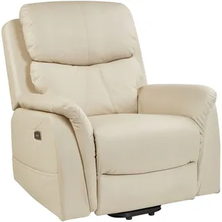 BELIANI Sessel Hellbeige Kunstleder Elektrisch Verstellbar mit Armlehnen Fußablage Relaxfunktion USB-Port Massagefunktion Heizfunktion Modern Relaxsessel - Beige