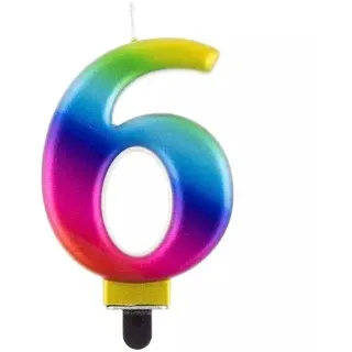 Regenbogenfarbige Geburtstagskerze, 8 cm - 6