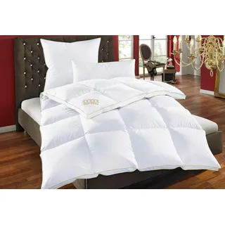 OBB Daunenbettdecke + Federkissen "Emilias", Bettwaren-Set, 135x200 oder 155x220 cm, für Sommer oder Winter, weiß,