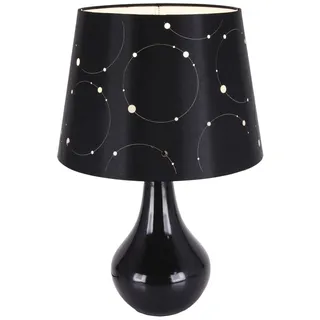 Tischleuchte Keramik Stoff 46,5 cm hoch Schwarz Weiß E14 Nachttischlampe