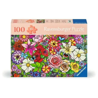 Ravensburger Puzzle 12001364 - Blumenfenster - 100 Teile Blumen-Puzzle für ältere Menschen und Senioren, mit größeren, griffigen Puzzleteilen, großer Bildvorlage und mit stabiler Unterlage zum Puzzeln