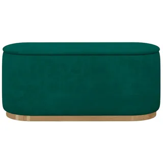 Dancan Pouf Scarlett mit Stauraum, goldene Basis, 110/47/45 cm, Grün , Textil , Oval , 110x47x45 cm , Wohnzimmer, Sessel, Hocker & Hockerbänke, Poufs