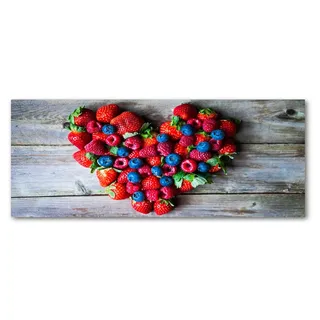 Tulup® Küchenrückwand Spritzschutz aus Glas -125x50 -Spritzschutz auf gehärtetes Glas Deko Essen & Getränke Früchte Herz - Rot