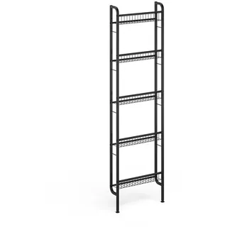 Vicco Leiterregal Klivo Schwarz 44.5 x 160 cm mit 5 Regalböden , Metall , Rechteckig , 44.5x160x11 cm , Wohnzimmer, Regale, Bücherregale