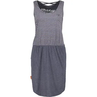 Jerseykleid ALIFE & KICKIN, Damen, Gr. XL, Normalgrößen, grau (marine), 65% Baumwolle, 35% Polyester, Rundhals, Kleider Jerseykleid