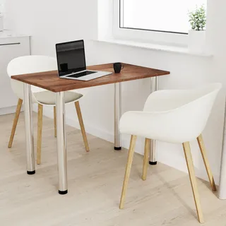 AKKE Antik Eiche Küchentisch mit chrom beine LxBxH: 60x60x74 cm - Dunkelbraun, Silber