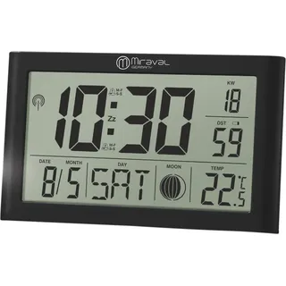Digitale LCD Tischfunkuhr mit Datumsanzeige + Temperaturanzeige Geräuschlos Digitale Funkuhr mit Datumsanzeige Digital Schwarz 2x AA-Batterie Schwarz Kunststoff Unisex DCF77 Datumsanzeige - 4-MV5541-1 - Schwarz